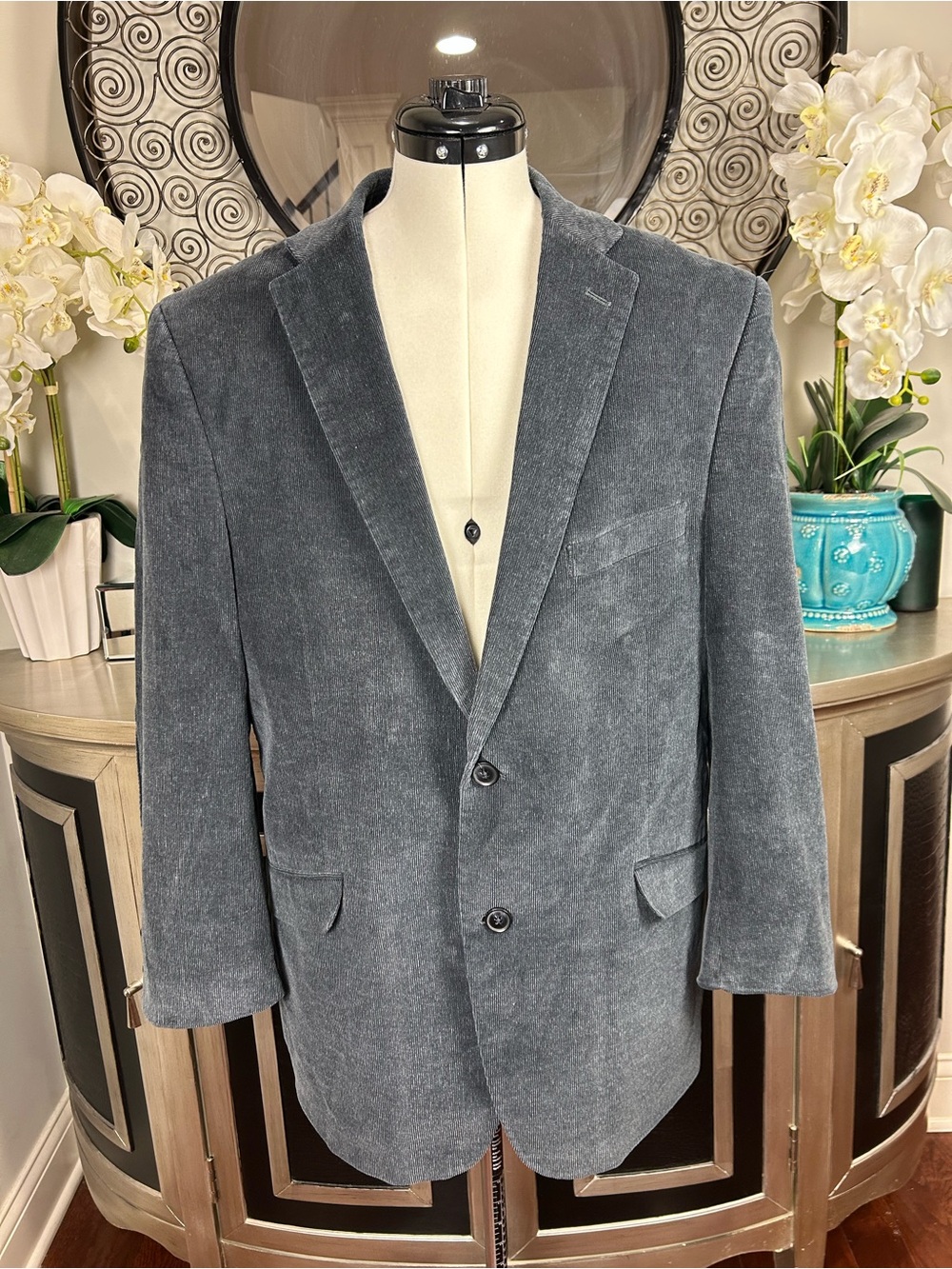 Made by Cam Newton Men's Charcoal Velvet Sport Coat - Classic Two-Button Blazer